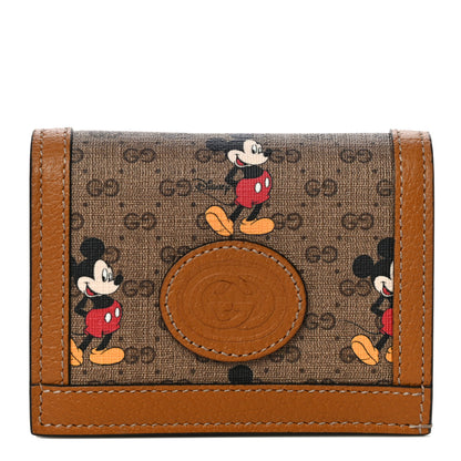 Gucci X DISNEY Mini Vintage GG Supreme Monogram Mickey Mouse Card Holder Wallet Beige Vintage Sun Oil 1 of 10
