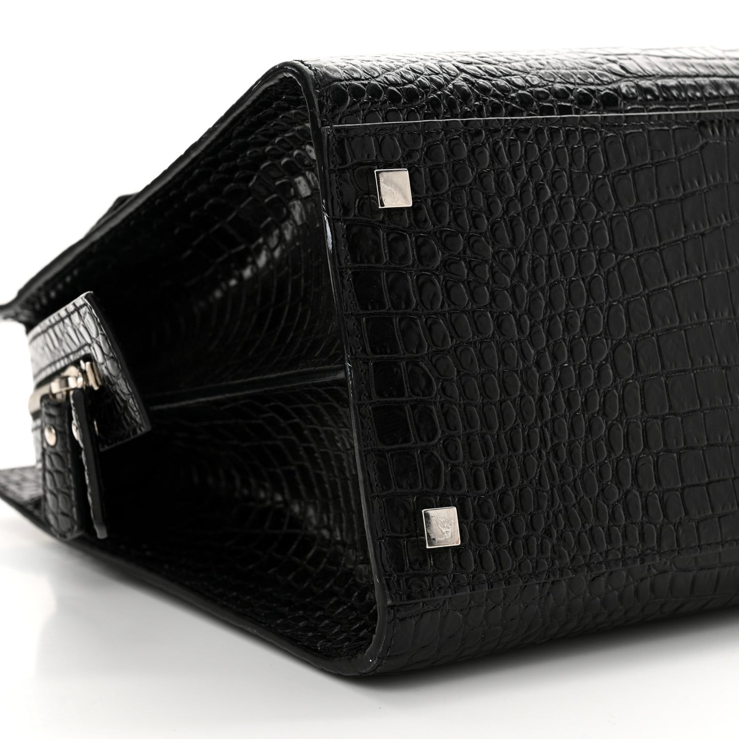 Croc Calfskin Embossed Medium Uptown Tote Black