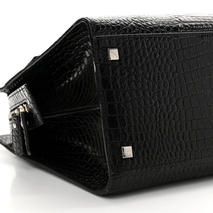 Saint Laurent Croc Calfskin Embossed Medium Uptown Tote Black 9 of 11