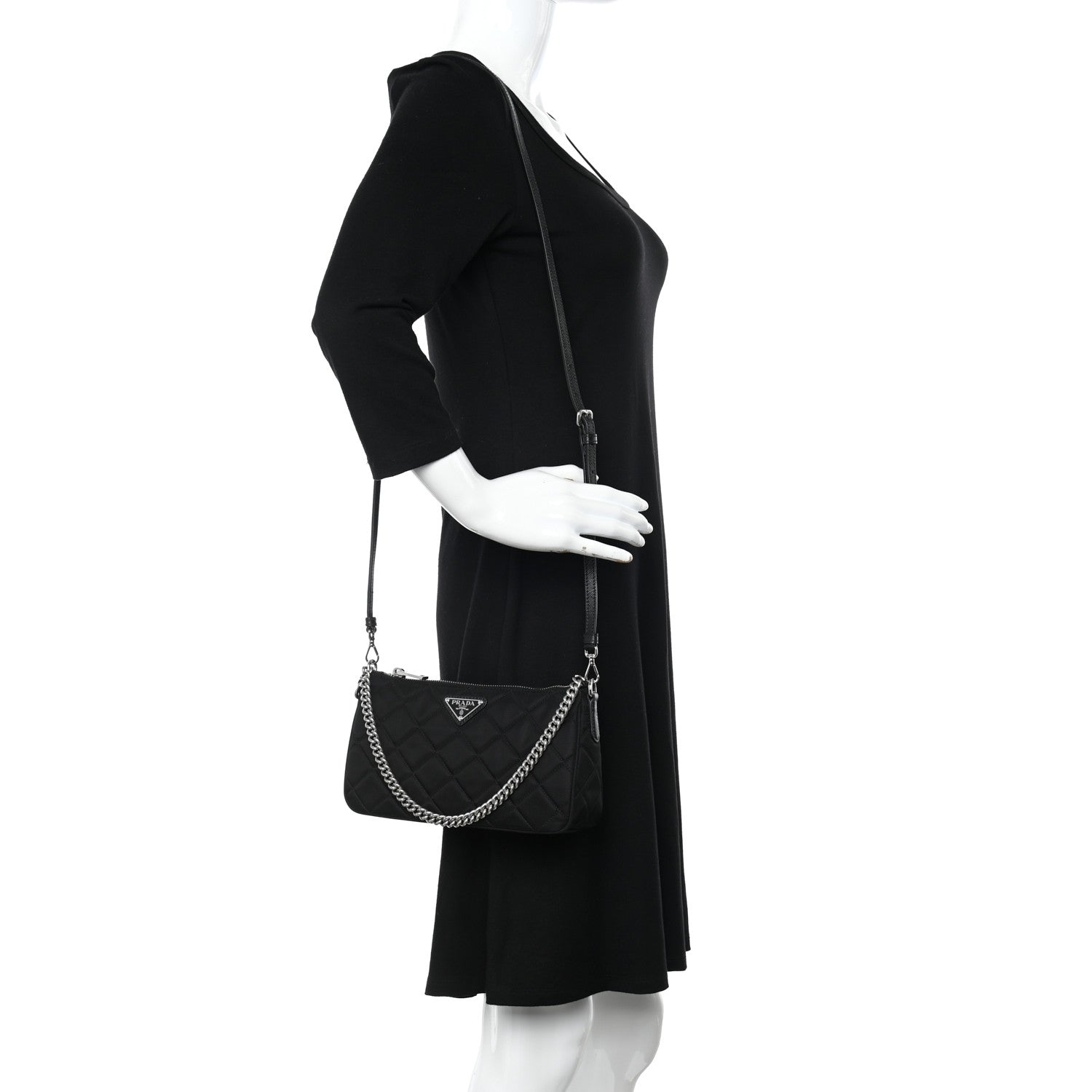 Prada Nylon Tessuto Impuntu Quilted Crossbody Bag Black 2 of 10