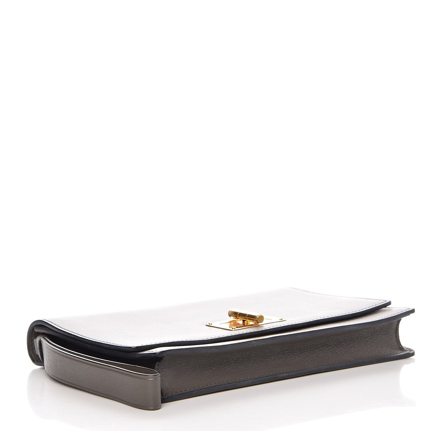 Calfskin Turn Lock Wristlet Grey