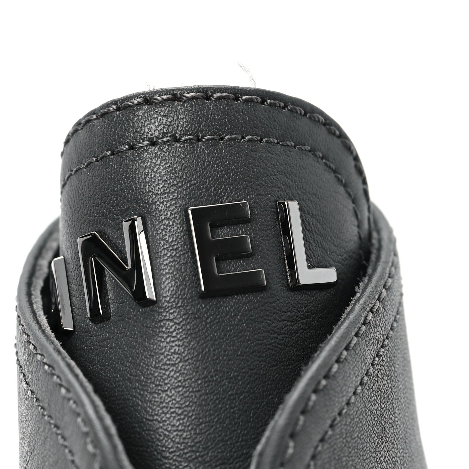 Chanel Calfskin CC Lace Up Combat Boots 36.5 Gray 10 of 12