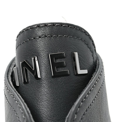 Chanel Calfskin CC Lace Up Combat Boots 36.5 Gray 10 of 12