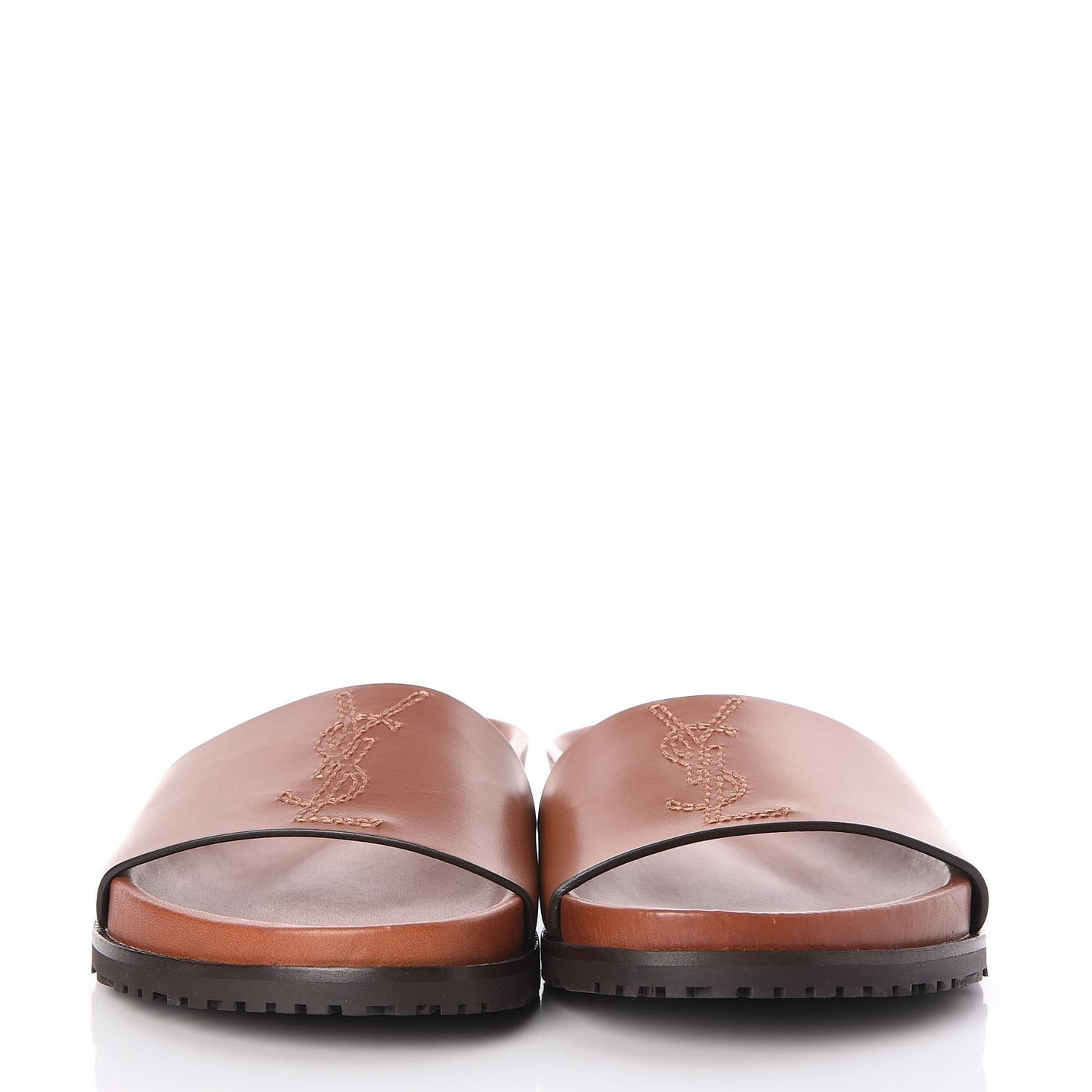 Calfskin Monogram Jimmy Joan Slide Sandals 39 Whiskey