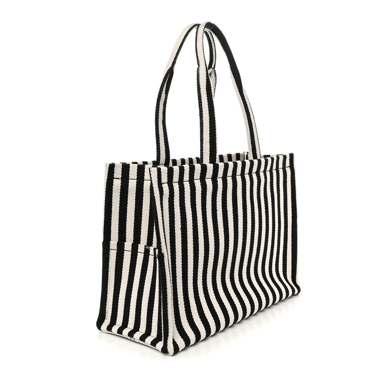 Celine Canvas Calfskin Triomphe Large Cabas Black White 3 of 10