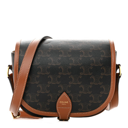 Celine Triomphe Canvas Medium Folco Bag Tan 1 of 9