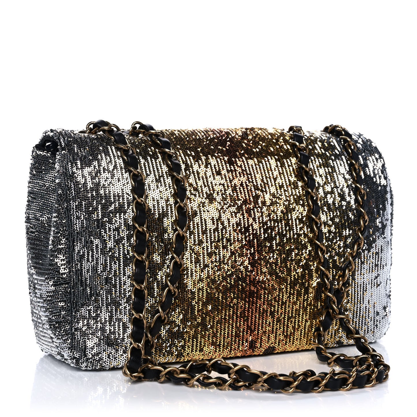Sequin Medium Single Flap Silver Gold