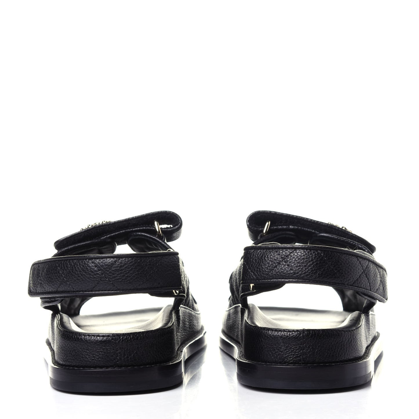 Grained Calfskin Velcro Dad Sandals 36.5 Black