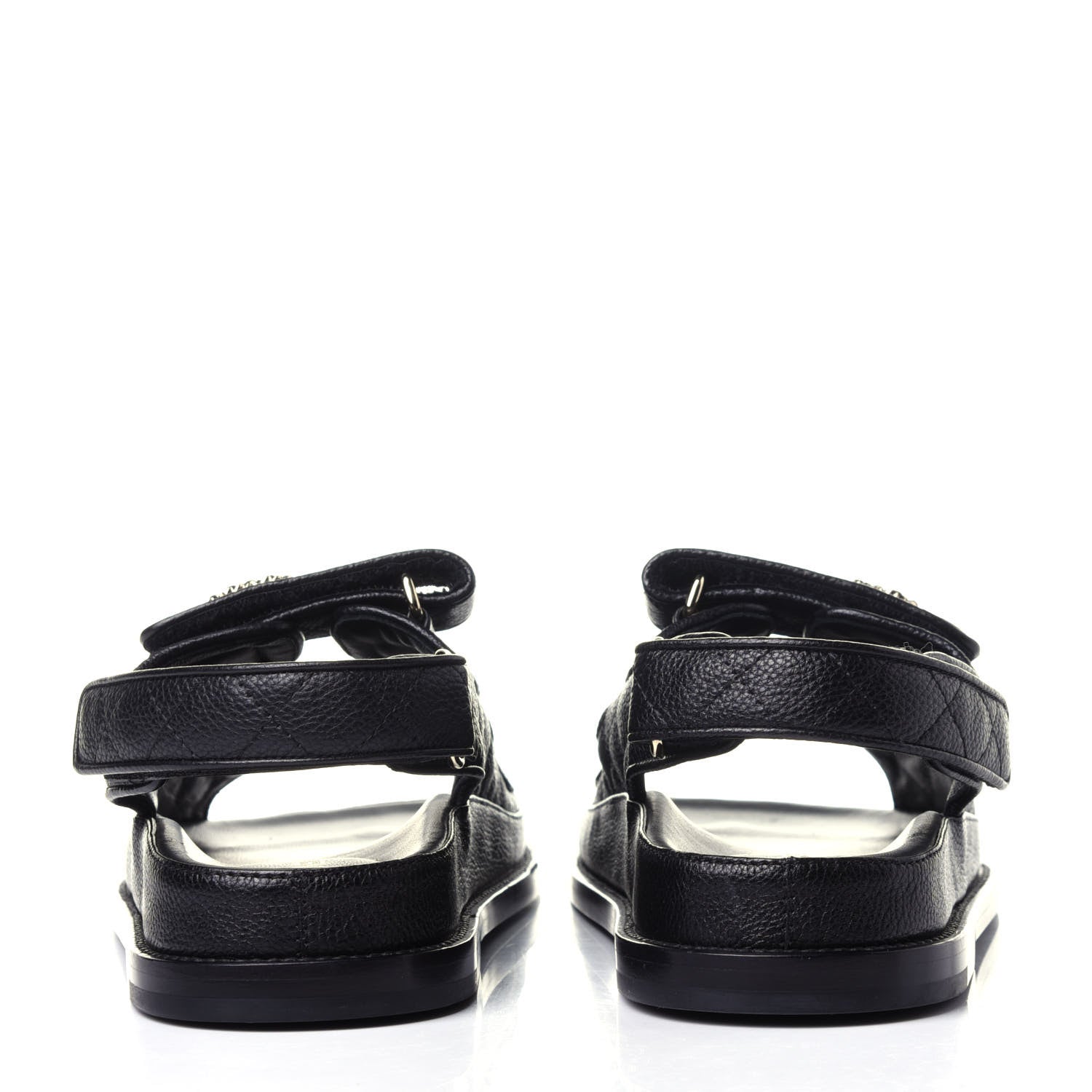 Chanel Grained Calfskin Velcro Dad Sandals 36.5 Black 5 of 13