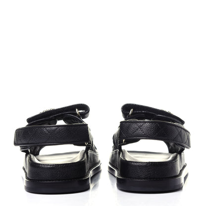 Chanel Grained Calfskin Velcro Dad Sandals 36.5 Black 5 of 13