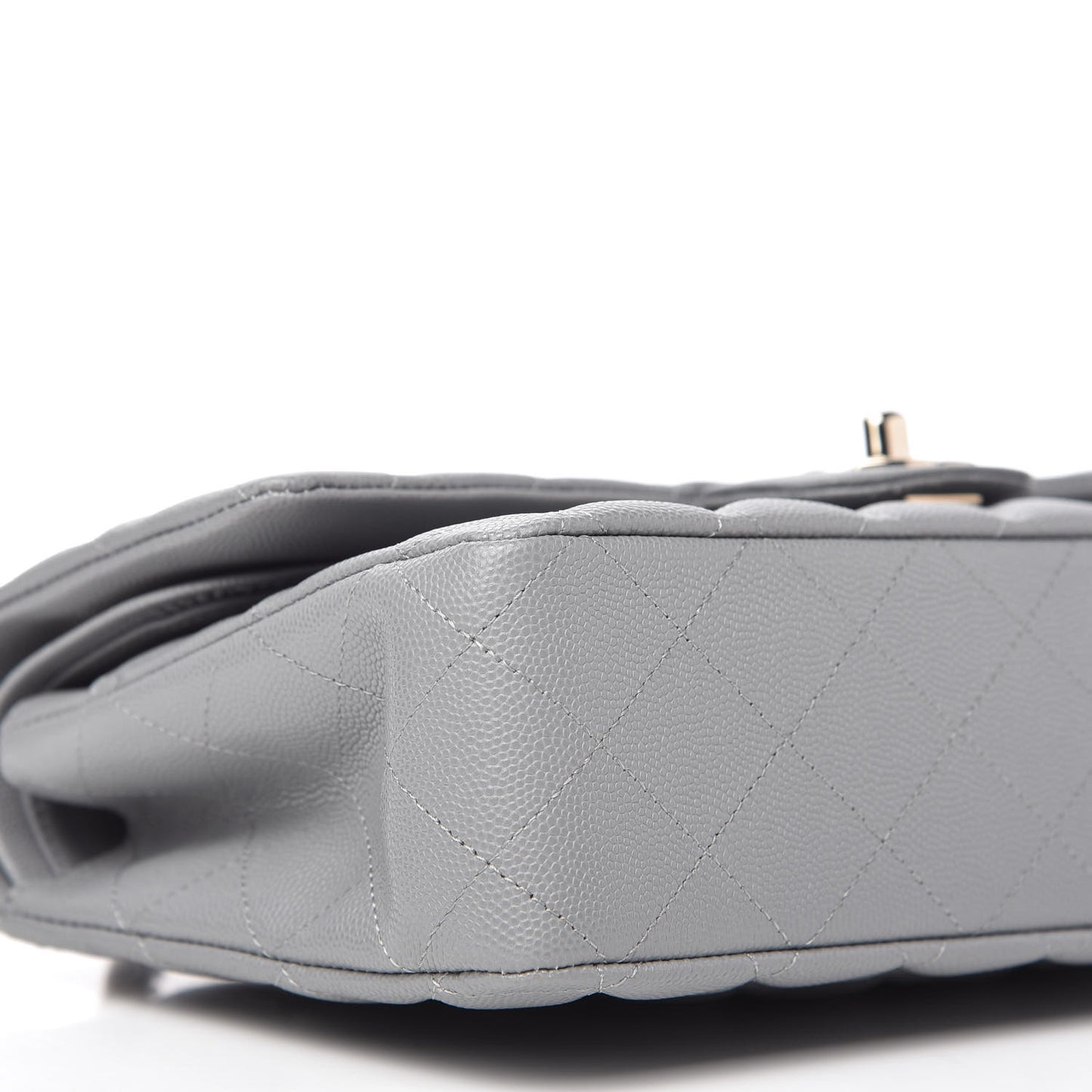 Caviar Quilted Medium Double Flap Grey