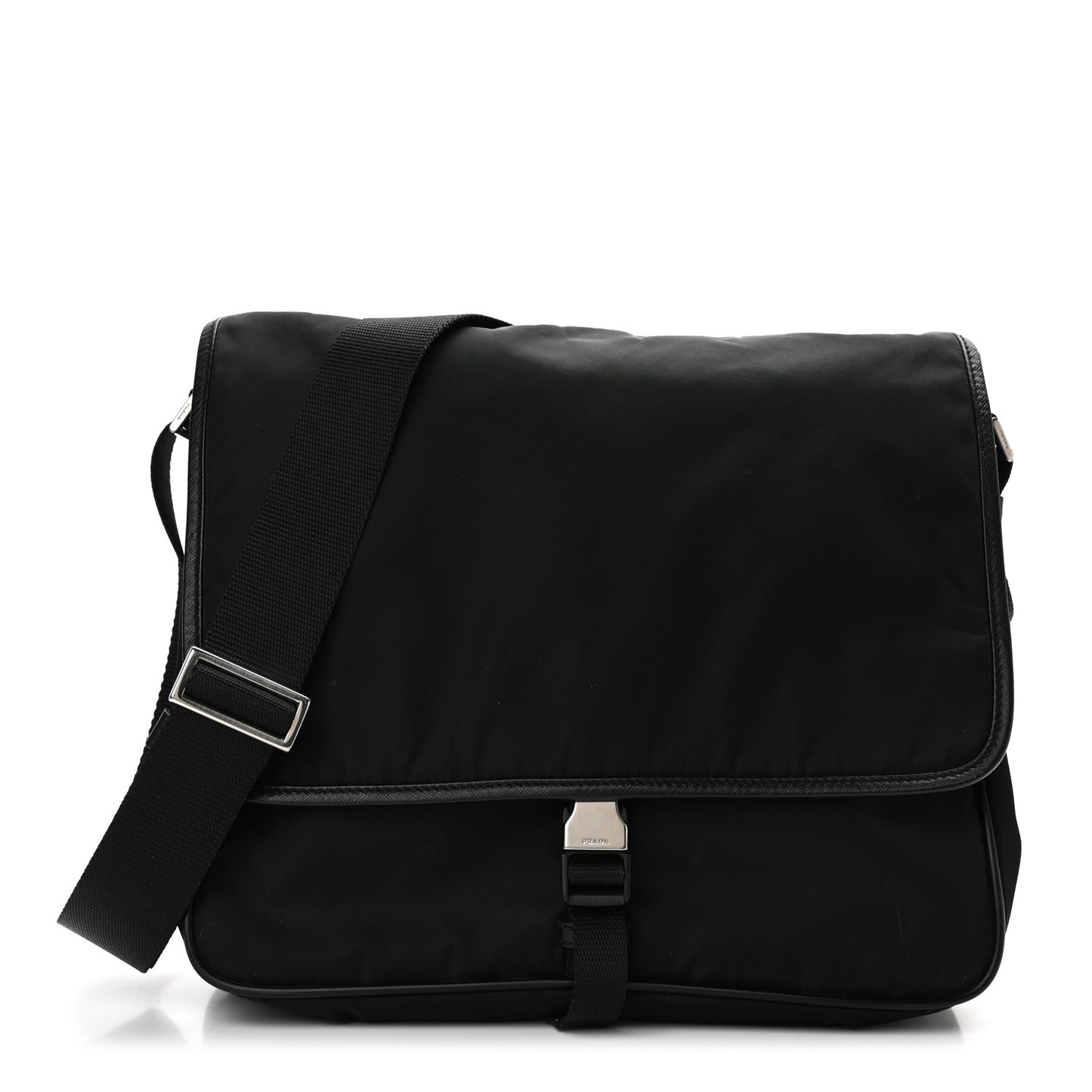 Tessuto Nylon Saffiano Logo Messenger Bag Black