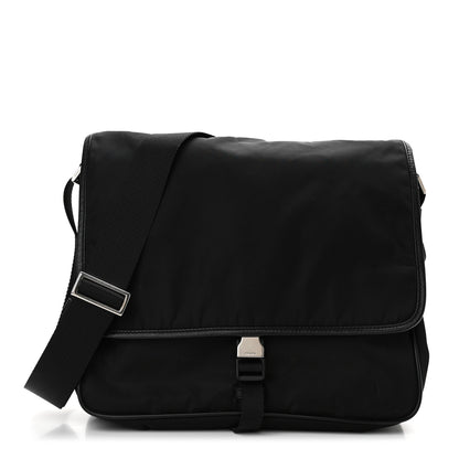 Prada Tessuto Nylon Saffiano Logo Messenger Bag Black 1 of 9