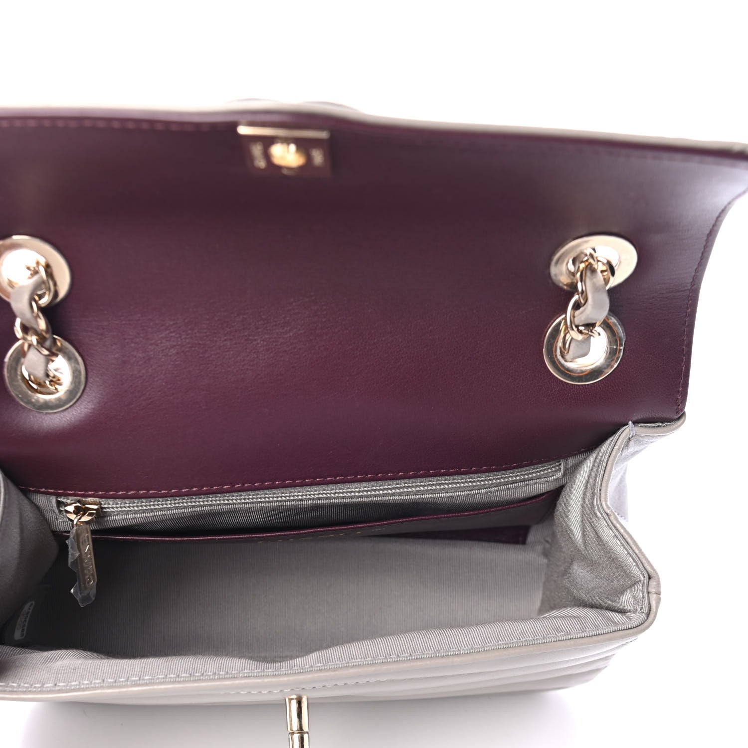 Chanel Shiny Lambskin Quilted Small Chevron Miroir Grey 4 of 4