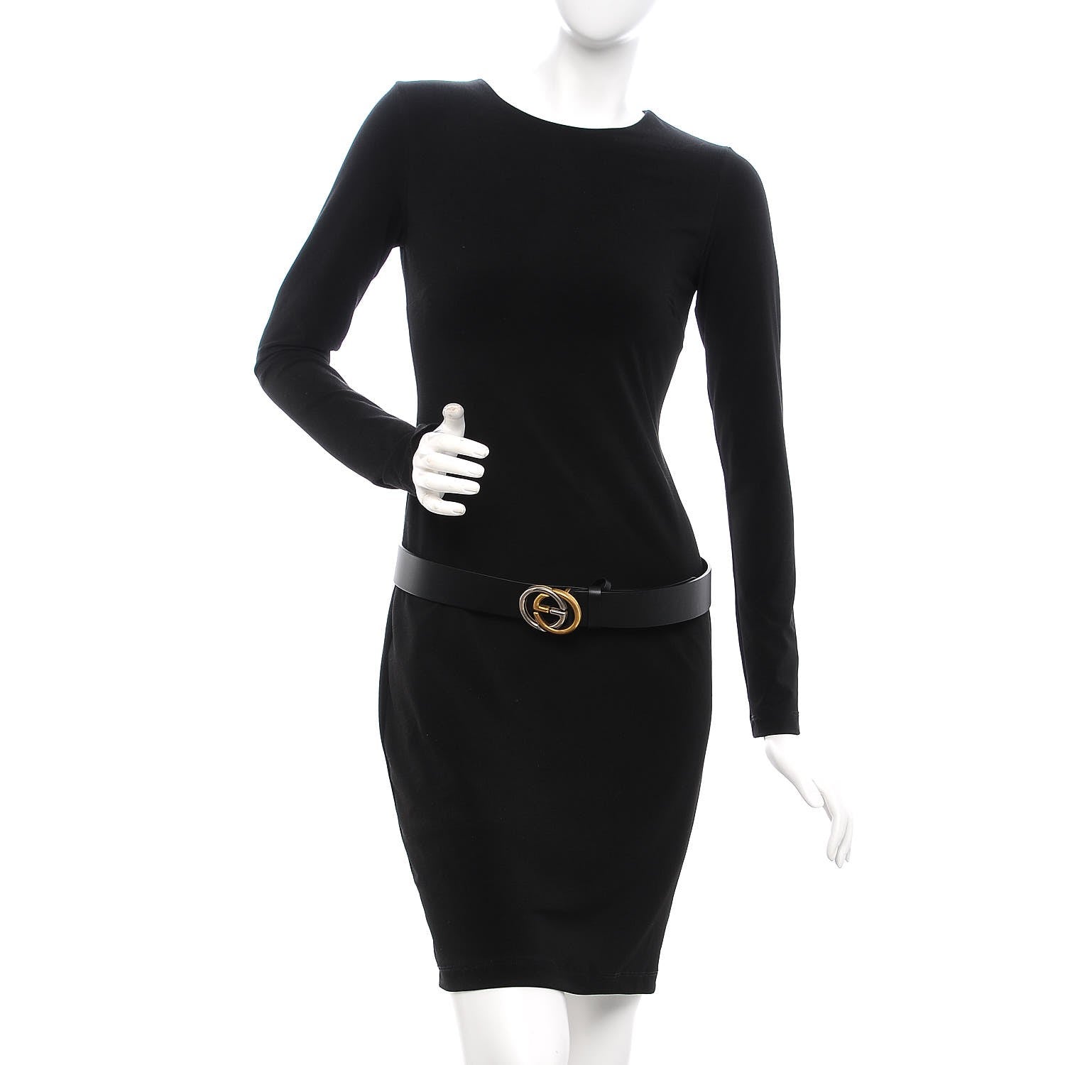 Gucci Calfskin Bi Color Interlocking G Belt 90 36 Black 2 of 7