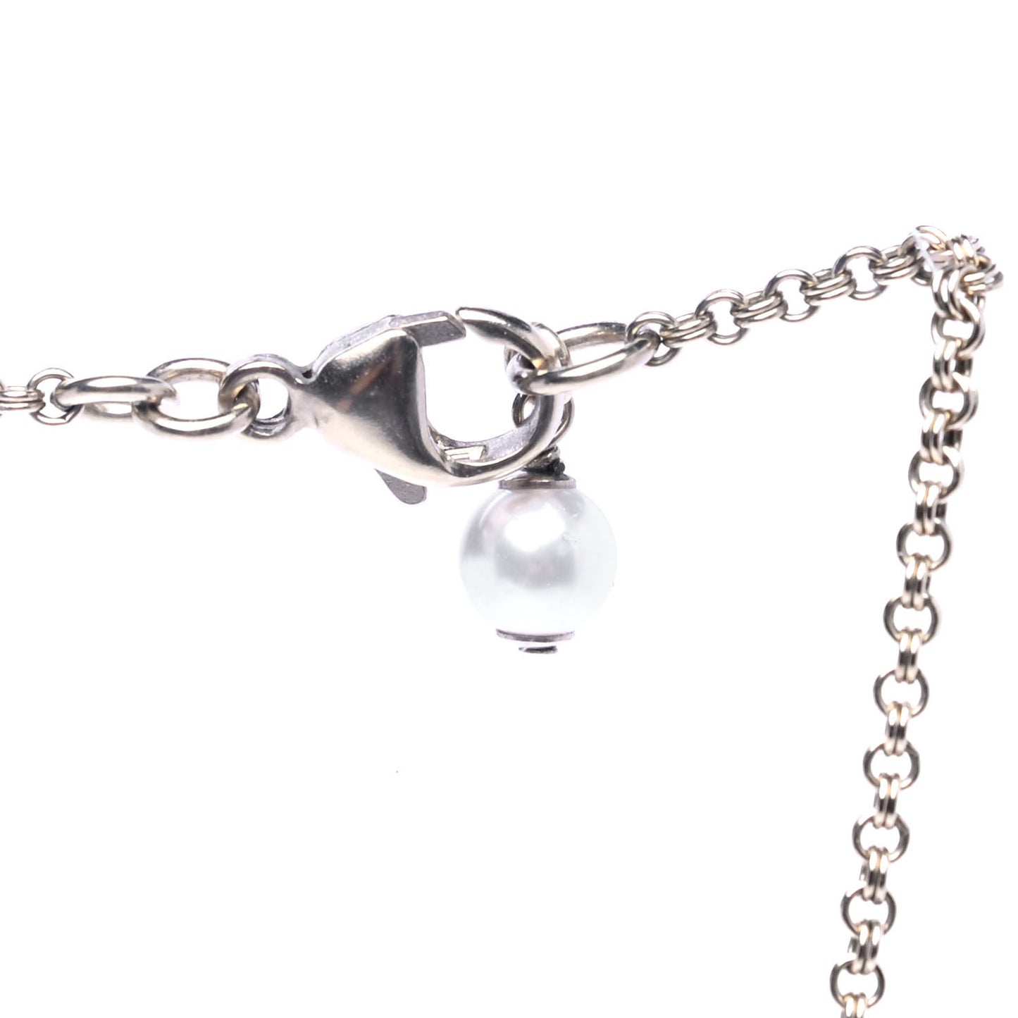 Crystal Pearl Snow Splash CC Pendant Necklace Gold