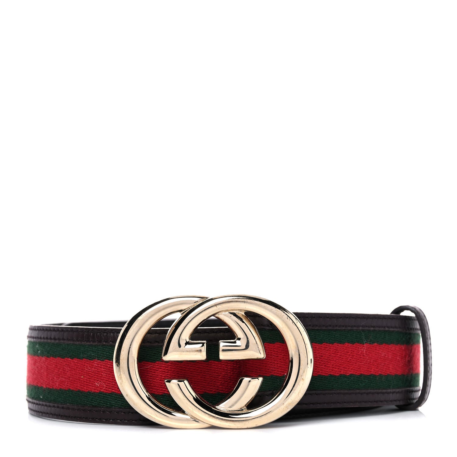 Gucci Calfskin Web Interlocking G Belt 80 32 Dark Brown 1 of 7