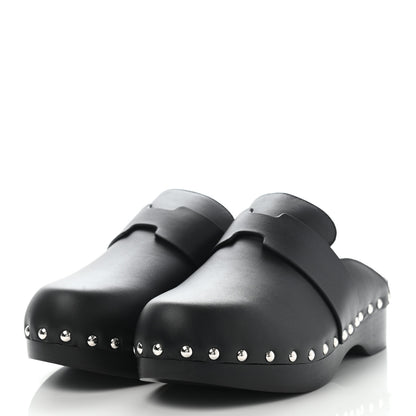 Hermes Calfskin Calya Mules 37 Black 3 of 7