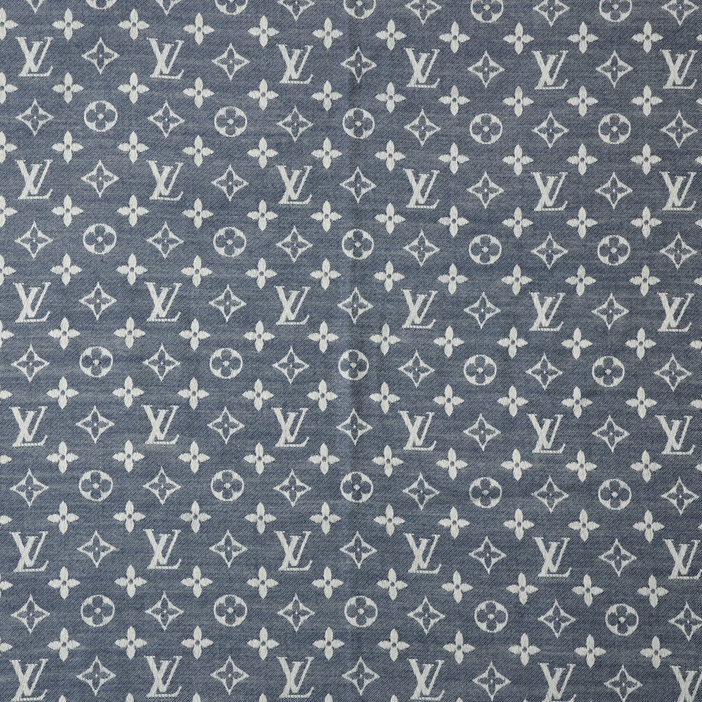 Silk Wool Monogram Denim Shawl Blue