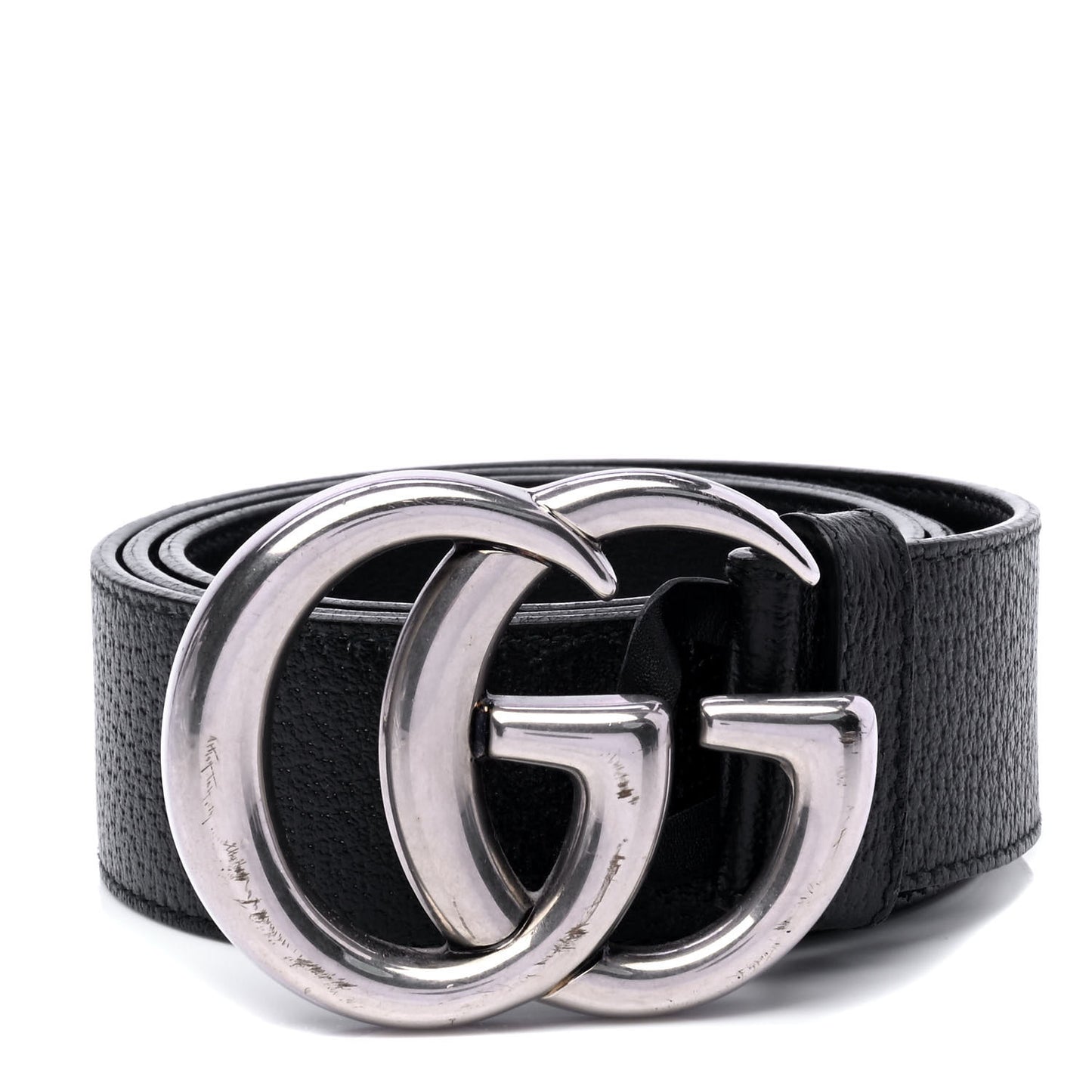 Textured Dollar Calfskin Nickel Double G 40mm Belt 85 34 Black