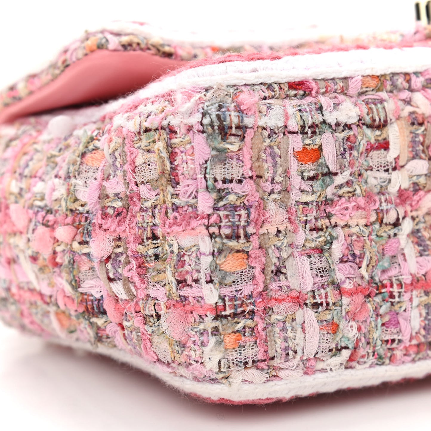 Tweed Braid Mini Flap White Pink