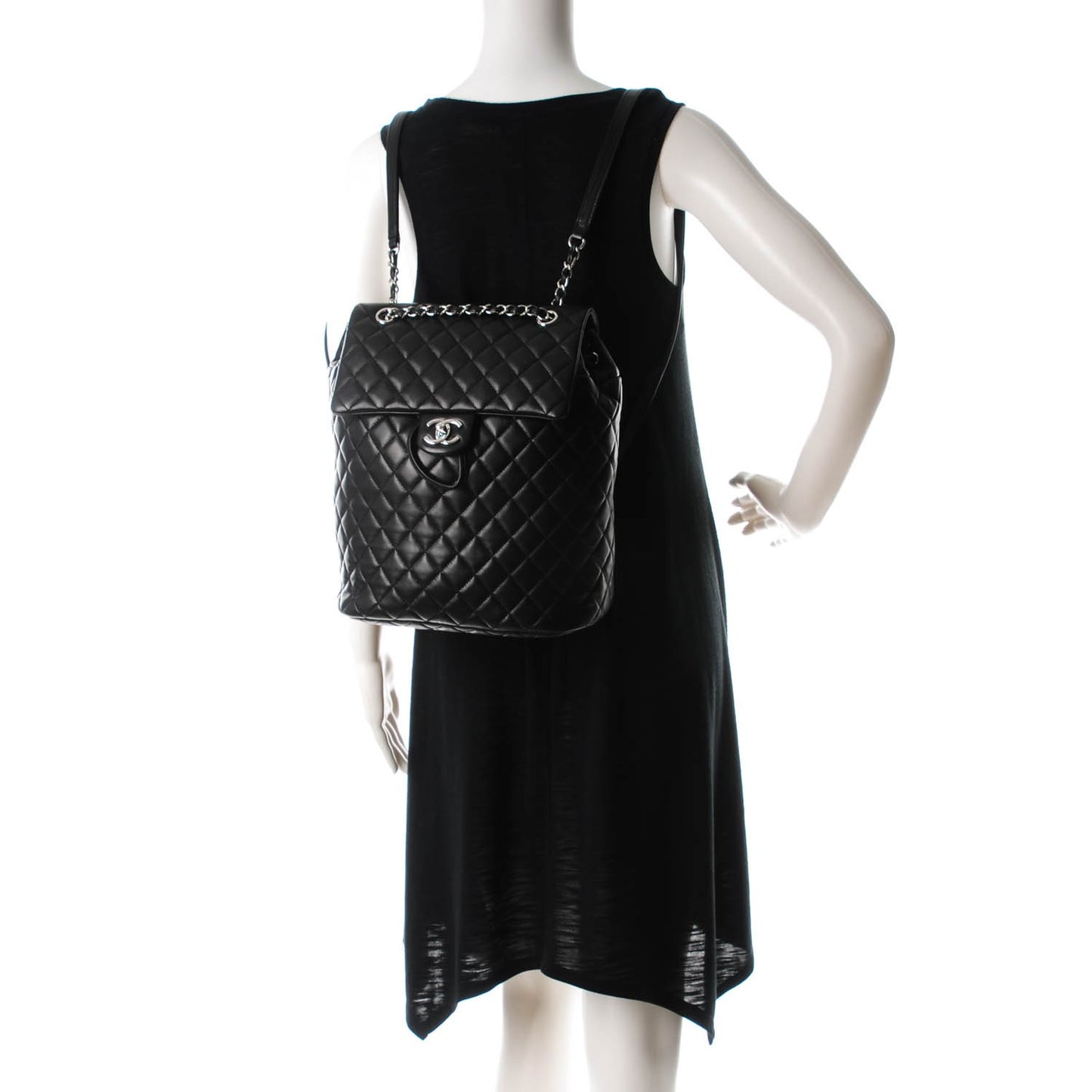 Lambskin Quilted Large Urban Spirit Backpack Black