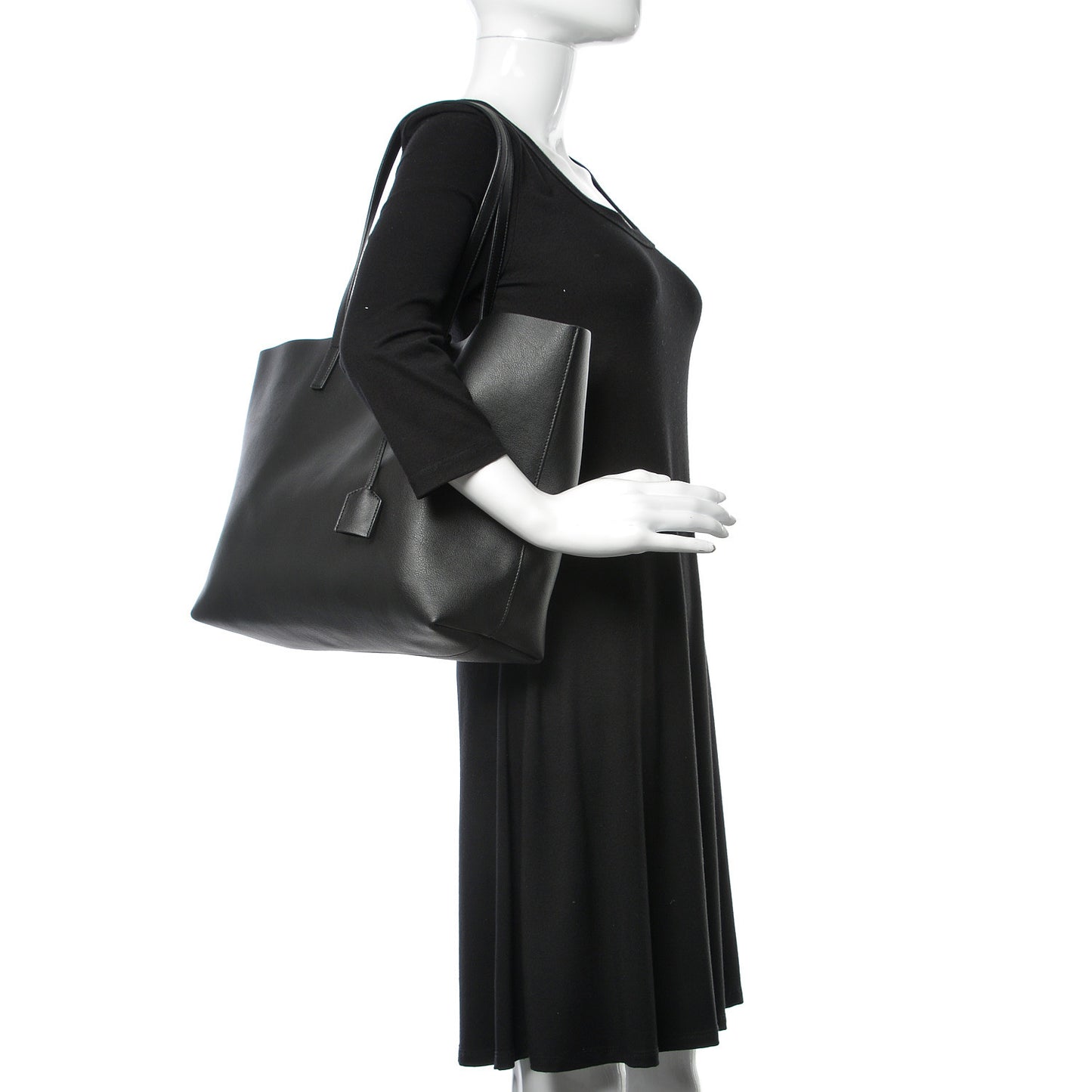Calfskin Large Shopping Tote Black