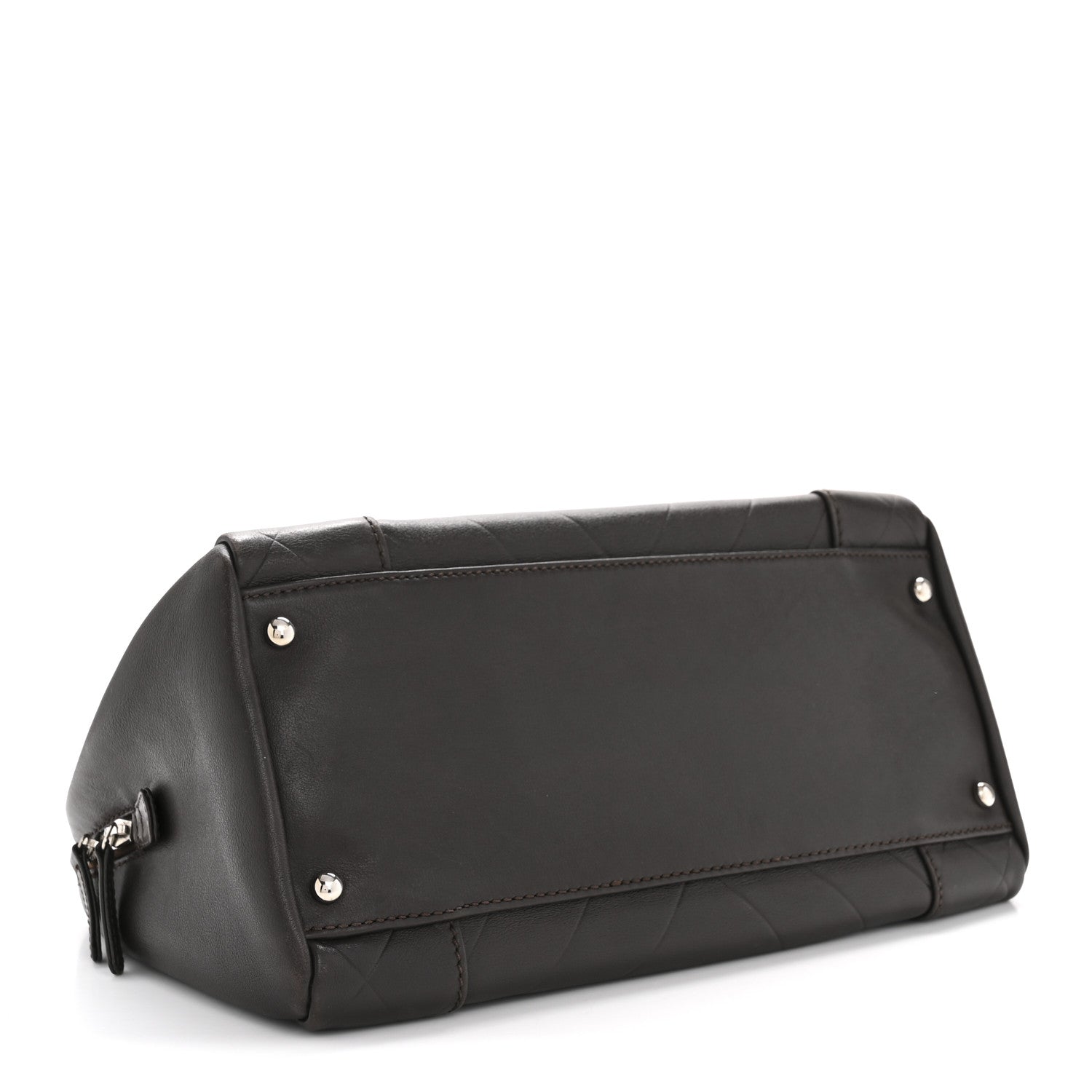 Chanel Calfskin Chevron CC All Day Long Boston Brown 4 of 13