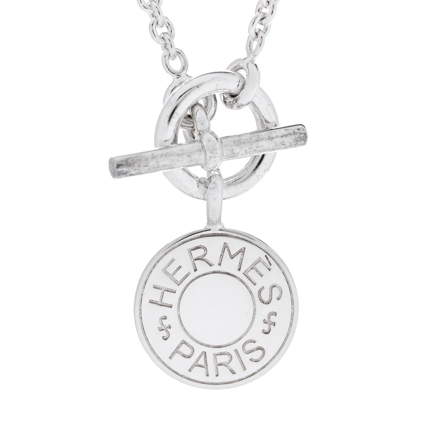 Hermes Sterling Silver Amulettes Ex-Libris Pendant Necklace 4 of 6
