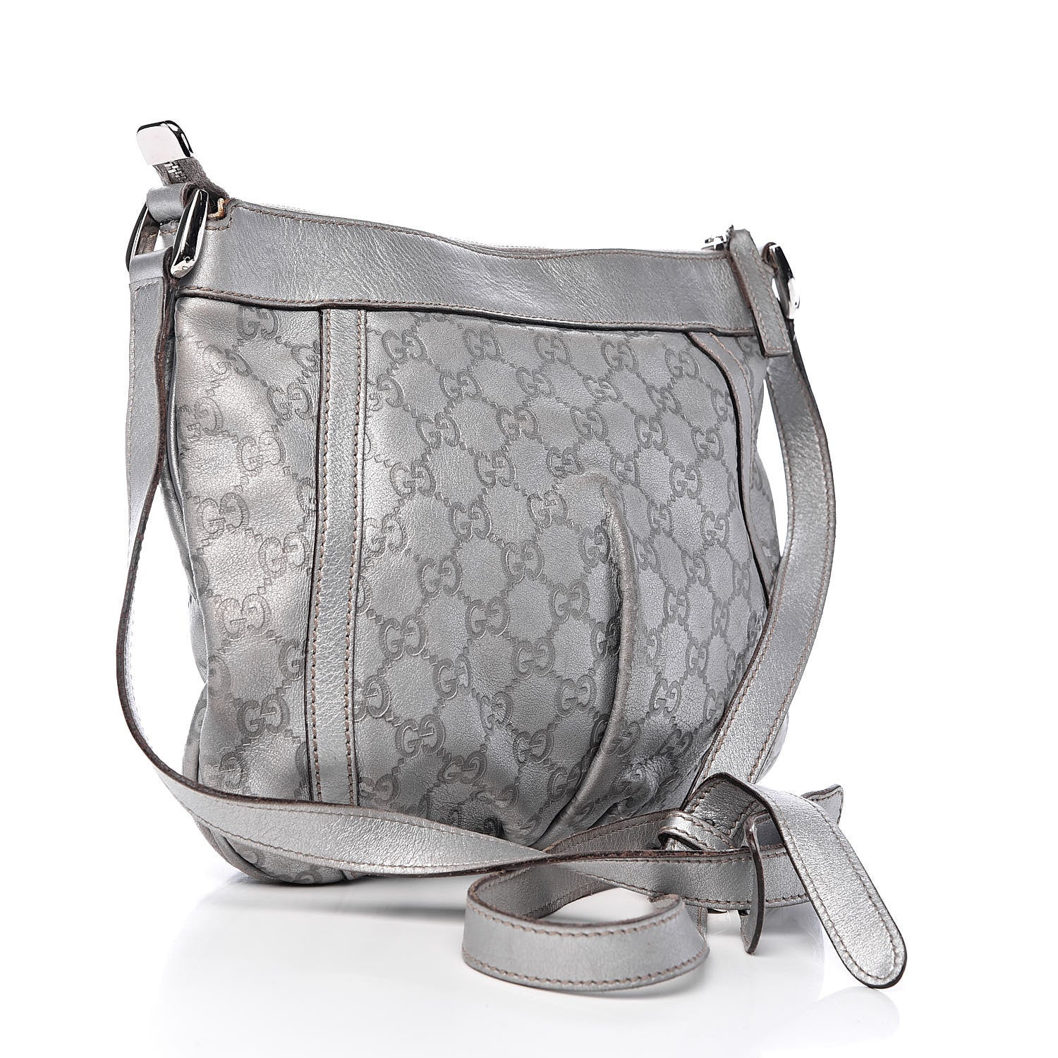 Gucci Guccissima Small D Ring Messenger Silver 3 of 19