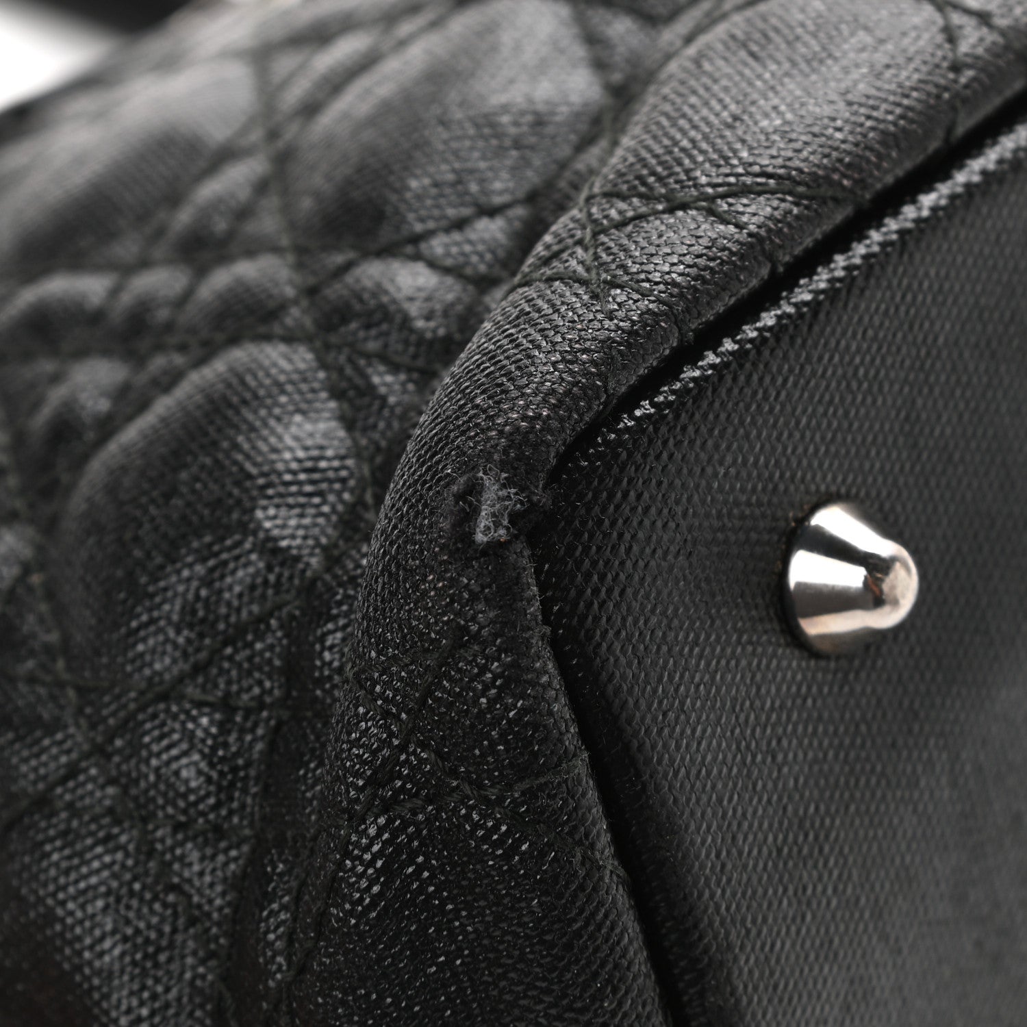 Christian Dior Coated Canvas Cannage Mini Panarea Tote Black 10 of 11