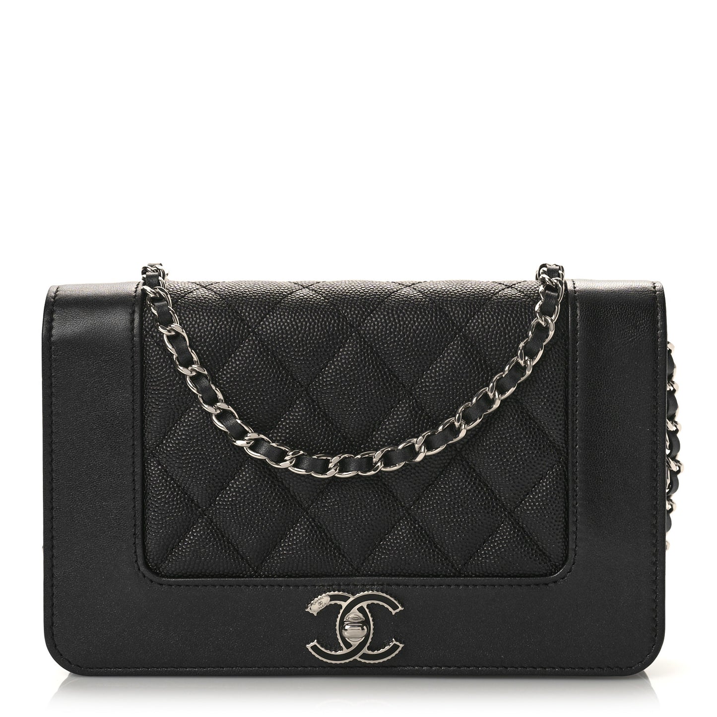 Caviar Quilted Vintage Mademoiselle Wallet On Chain WOC Black