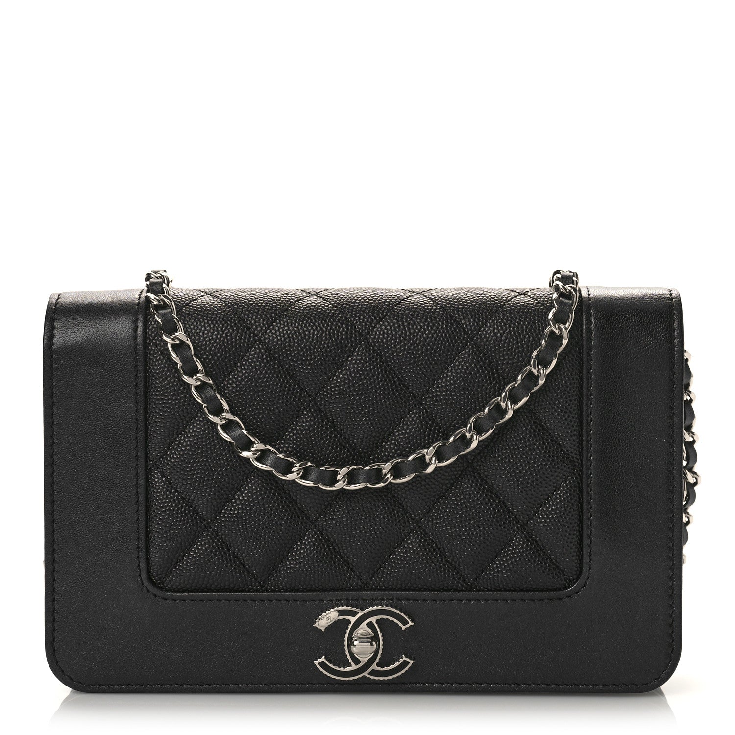 Chanel Caviar Quilted Vintage Mademoiselle Wallet On Chain WOC Black 1 of 10