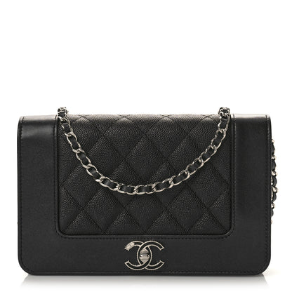 Chanel Caviar Quilted Vintage Mademoiselle Wallet On Chain WOC Black 1 of 10
