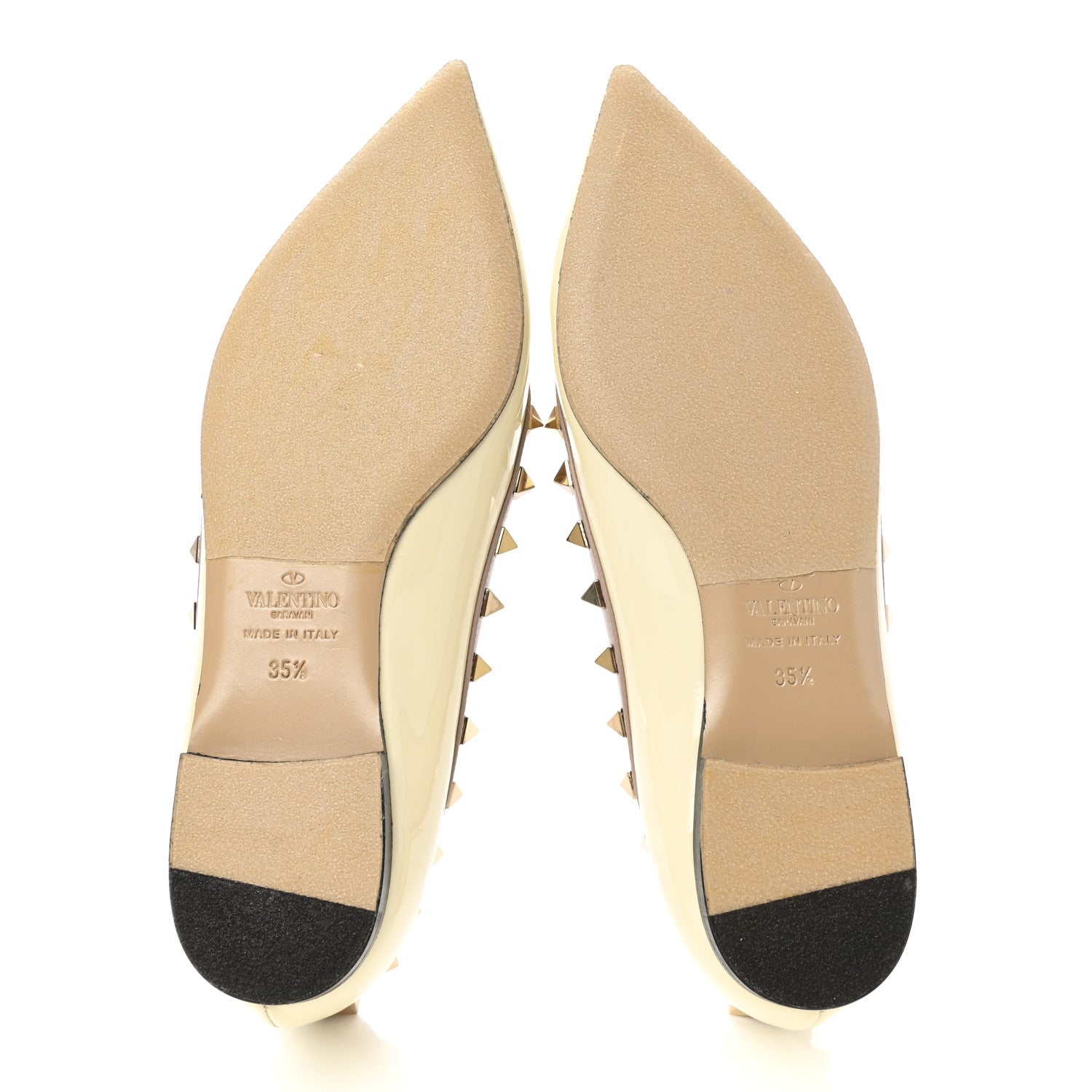 Valentino Garavani Patent Rockstud Ballerina Flats 35.5 Light Ivory Poudre 5 of 8