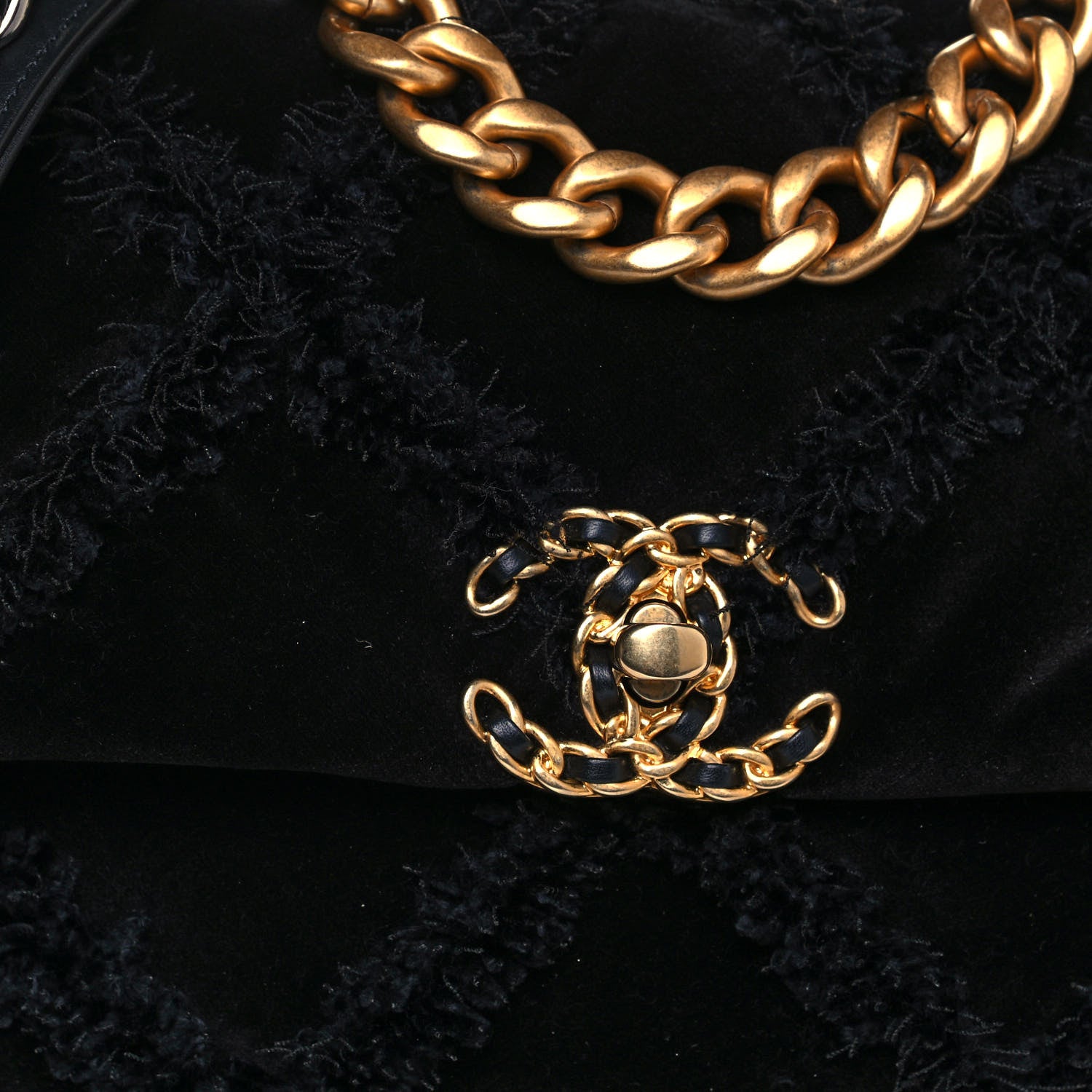 Chanel Cotton Canvas Quilted Medium Chanel 19 Flap Black 8 of 11