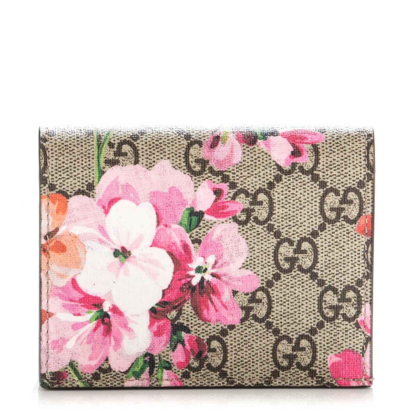 GG Supreme Monogram Blooms Card Case Beige Multicolor Dry Rose