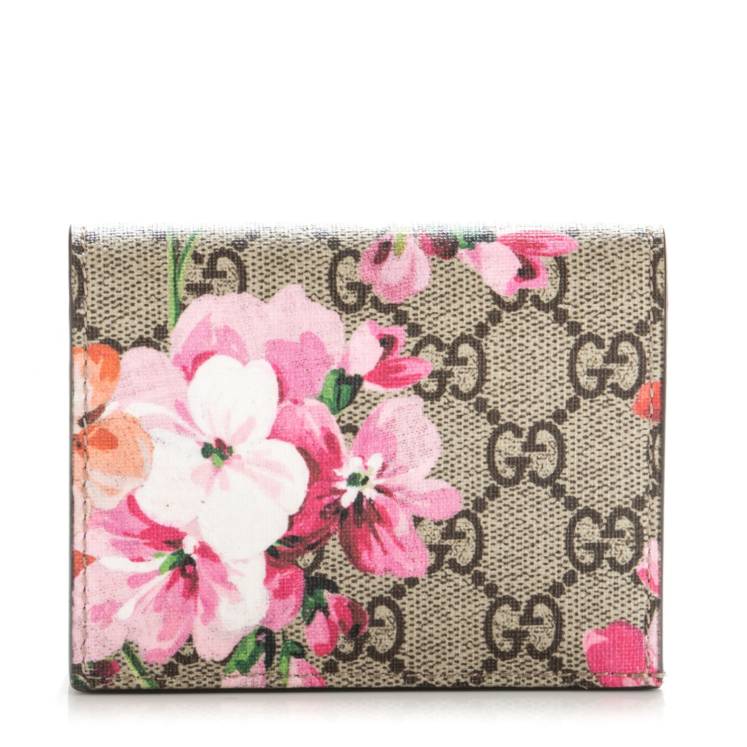 Gucci GG Supreme Monogram Blooms Card Case Beige Multicolor Dry Rose 1 of 7