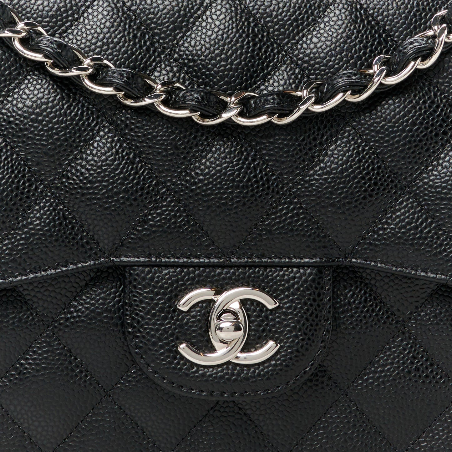 Caviar Quilted Jumbo Double Flap Black