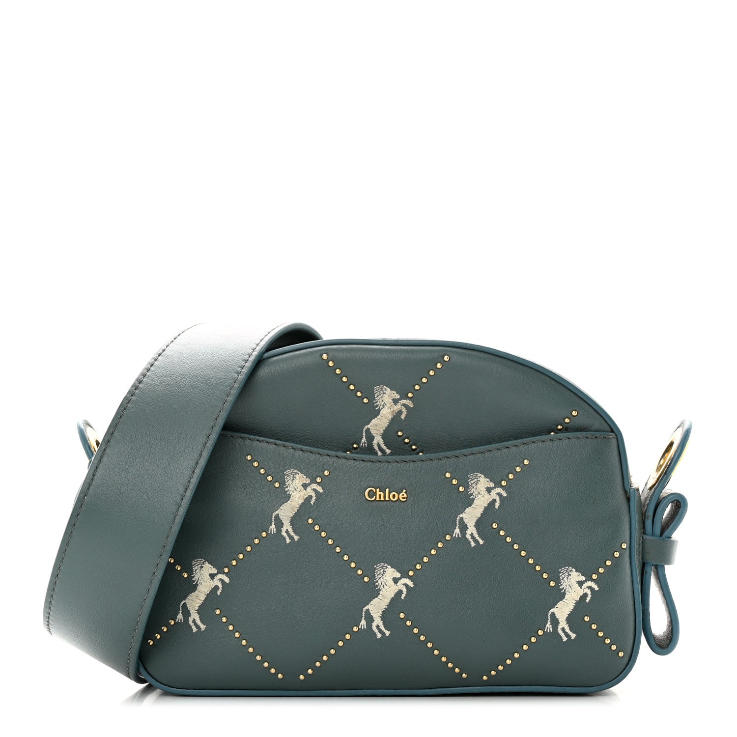 Chloe Smooth Calfskin Little Horses Embroidered Shoulder Bag Cloudy Blue 1 of 24