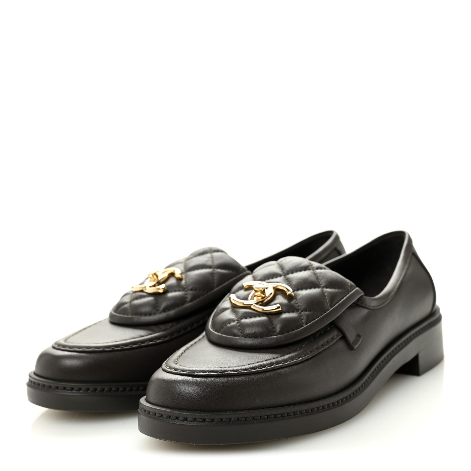 Chanel Lambskin Quilted CC Turnlock Loafers 39 Dark Brown 4 of 10