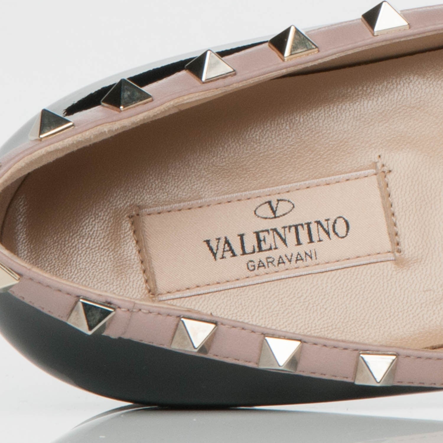 Valentino Garavani Patent Rockstud Ballerina Flats 40.5 Black Poudre 6 of 7
