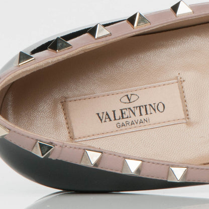 Valentino Garavani Patent Rockstud Ballerina Flats 40.5 Black Poudre 6 of 7