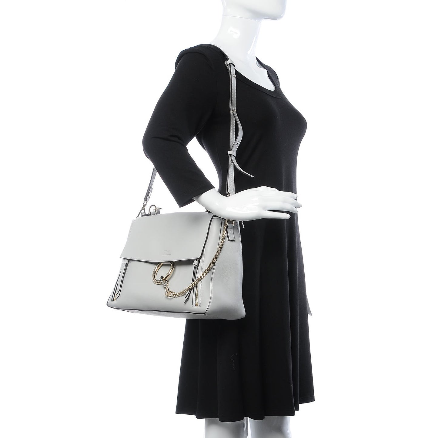 Calfskin Medium Faye Day Shoulder Bag Airy Grey