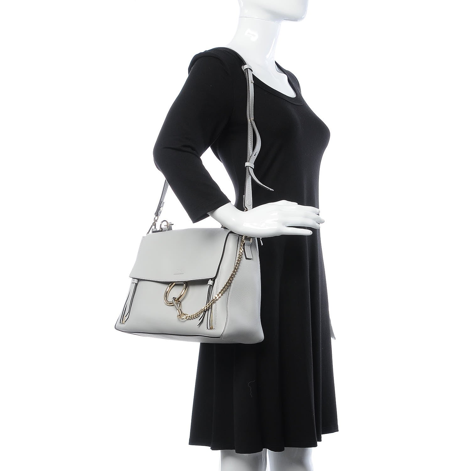 Chloe Calfskin Medium Faye Day Shoulder Bag Airy Grey 2 of 9