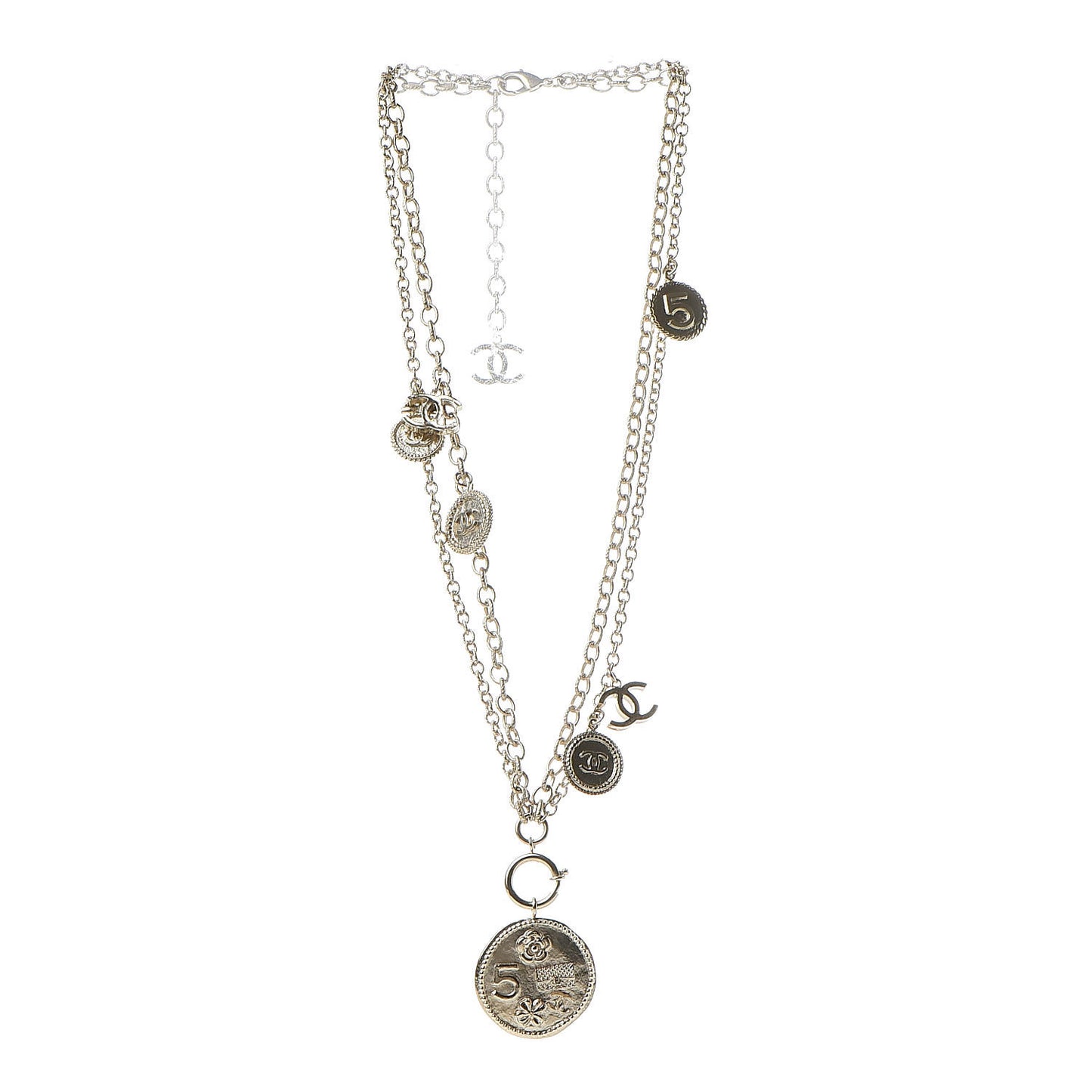 CC Coco Camellia Coin Necklace Gold