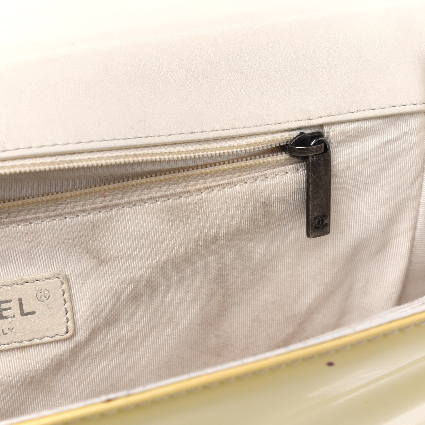 Patent Quilted Large Boy Flap White
