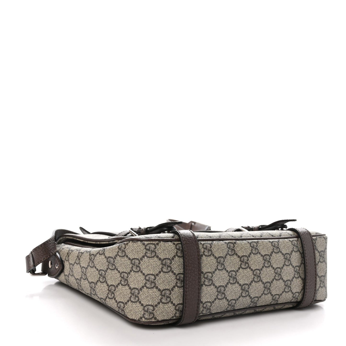 GG Supreme Monogram Textured Dollar Calfskin Retro Interlocking G Flap Messenger Bag Beige Ebony New Acero