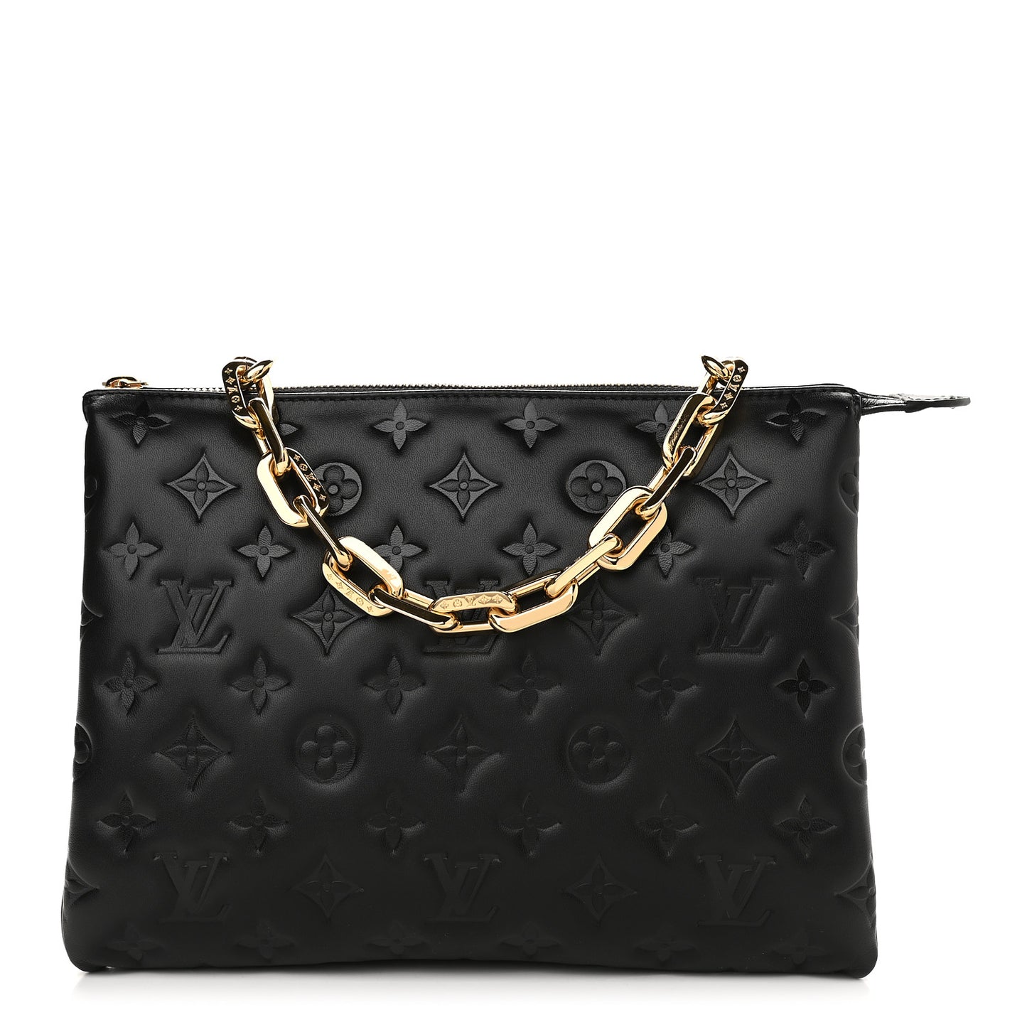 Lambskin Embossed Monogram Coussin PM Black