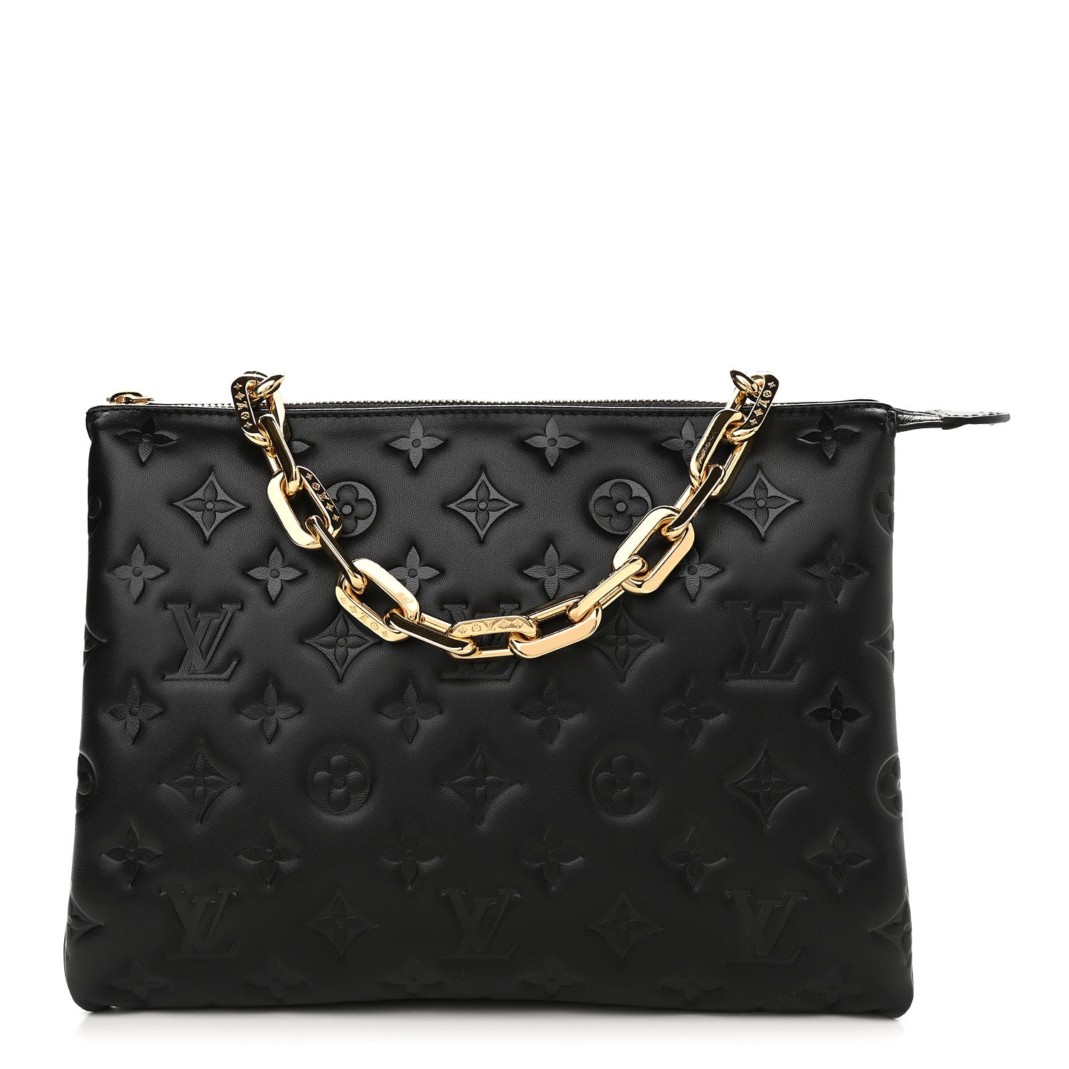 Louis Vuitton Lambskin Embossed Monogram Coussin PM Black 1 of 7